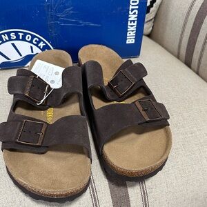 Birkenstock Arizona Suede Double Strap Sandals - Brown